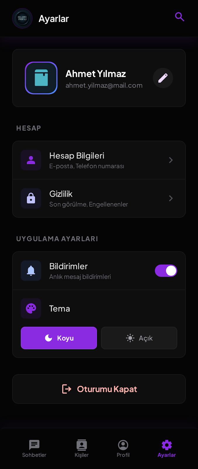 AI Sohbet Uygulaması Tasarımı – Modern Chat UI Kit (Türkçe)