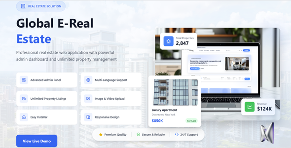 e-Emlak Global – Modern Real Estate Listing & Property Management PHP Script