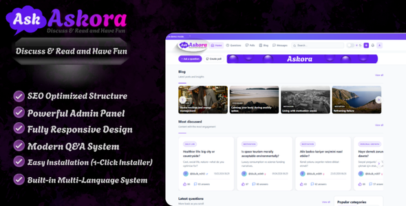 Askora – Modern Social Q&A Community Platform PHP Script