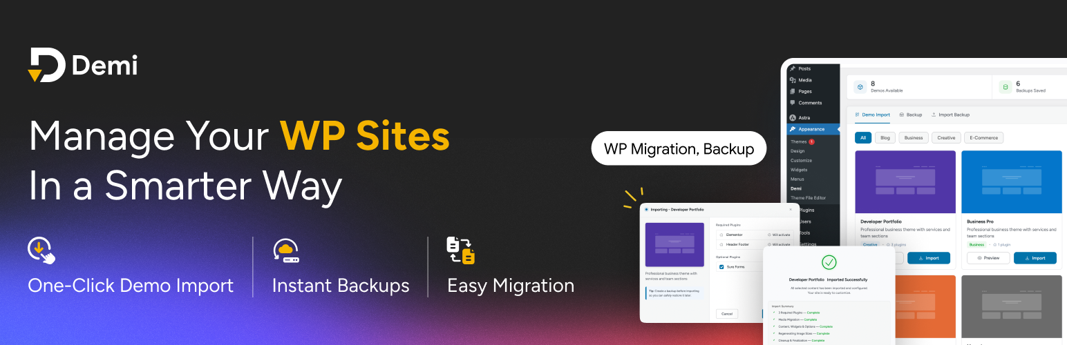 Wordpress - Demi – One Click Demo Import, Backup & Site Migration